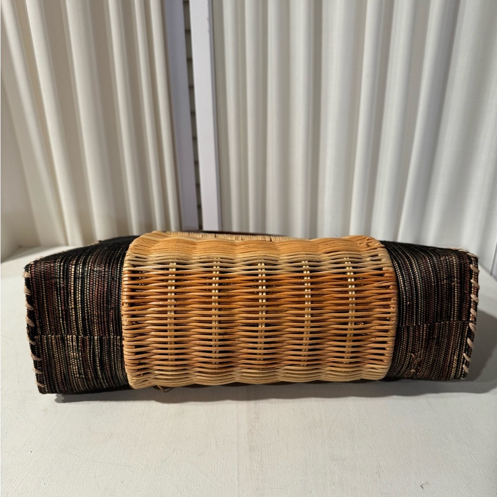 Wicker and Textile Handbag - Picture 3 of 9